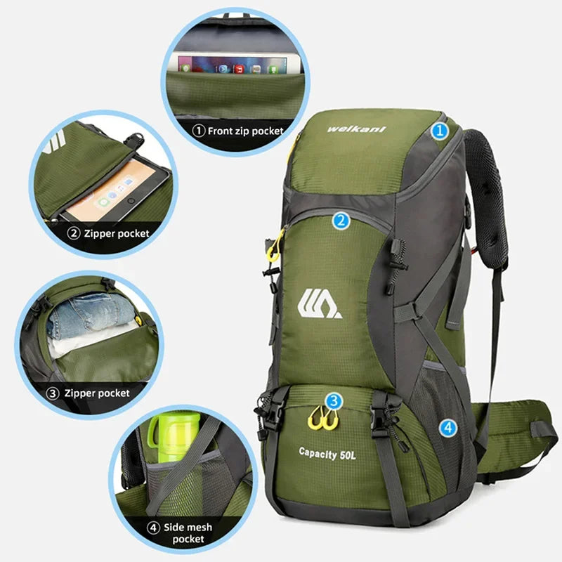 Scione Travel Backpack Waterproof Nylon Hiking Bag For Men