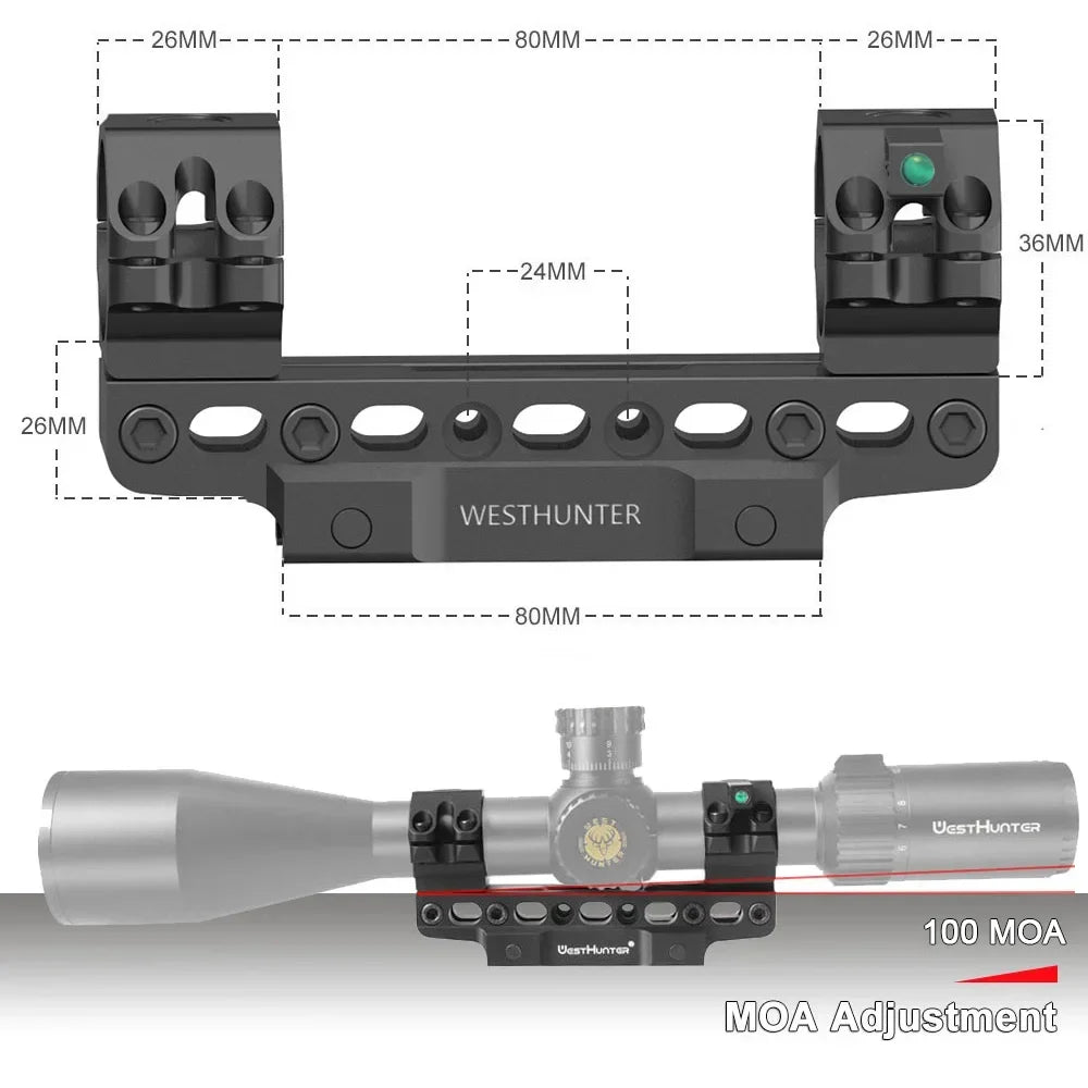 WestHunter 100 MOA Picatinny Scope Mounts With Bubble Level