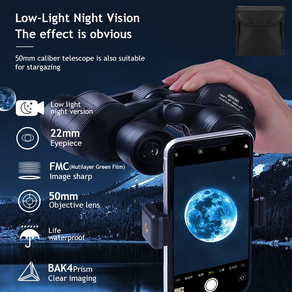 Zoom Binoculars Professional HD BAK4 Prism Day Night Vision