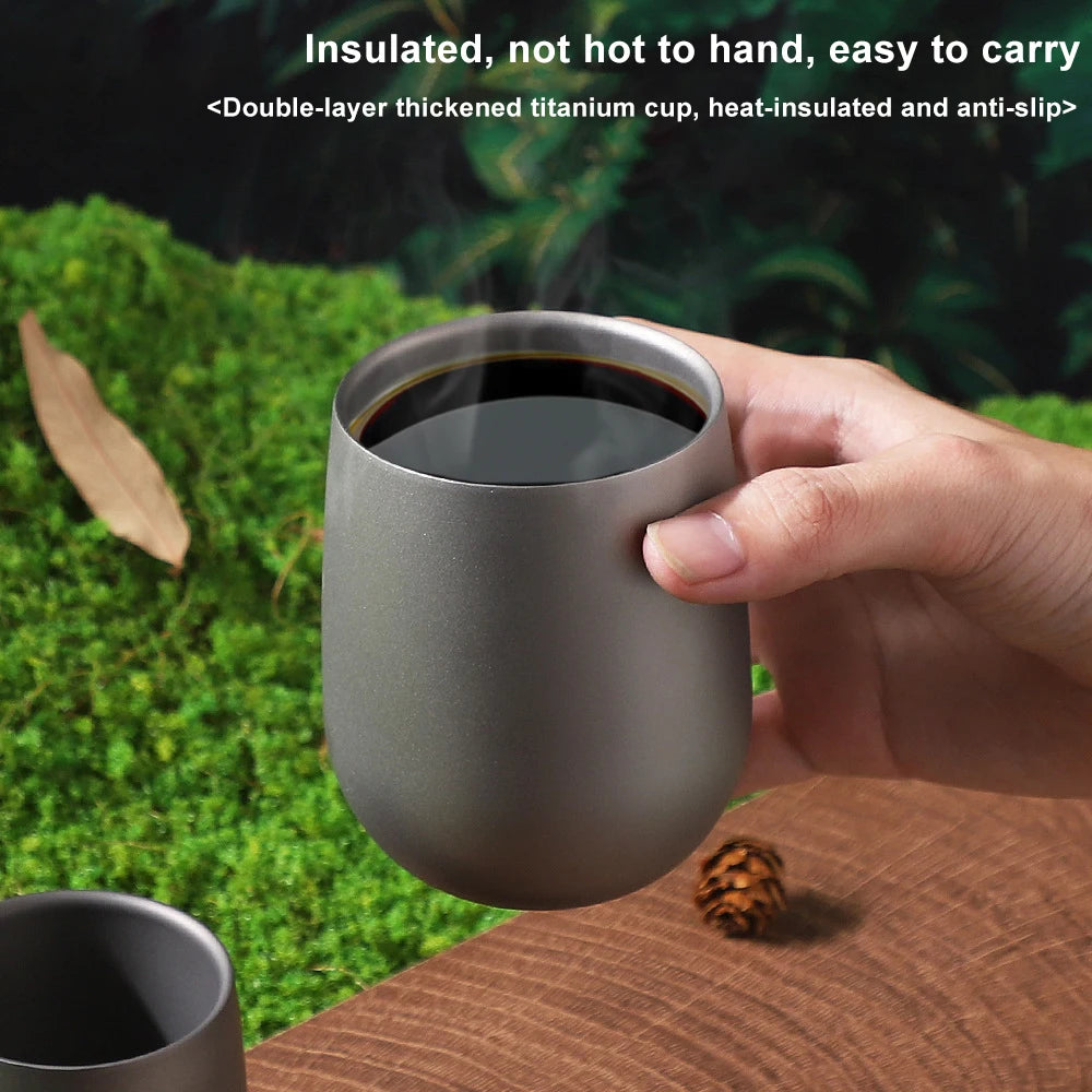 Titanium Insulated Double Wall Cup For Camping And Hiking