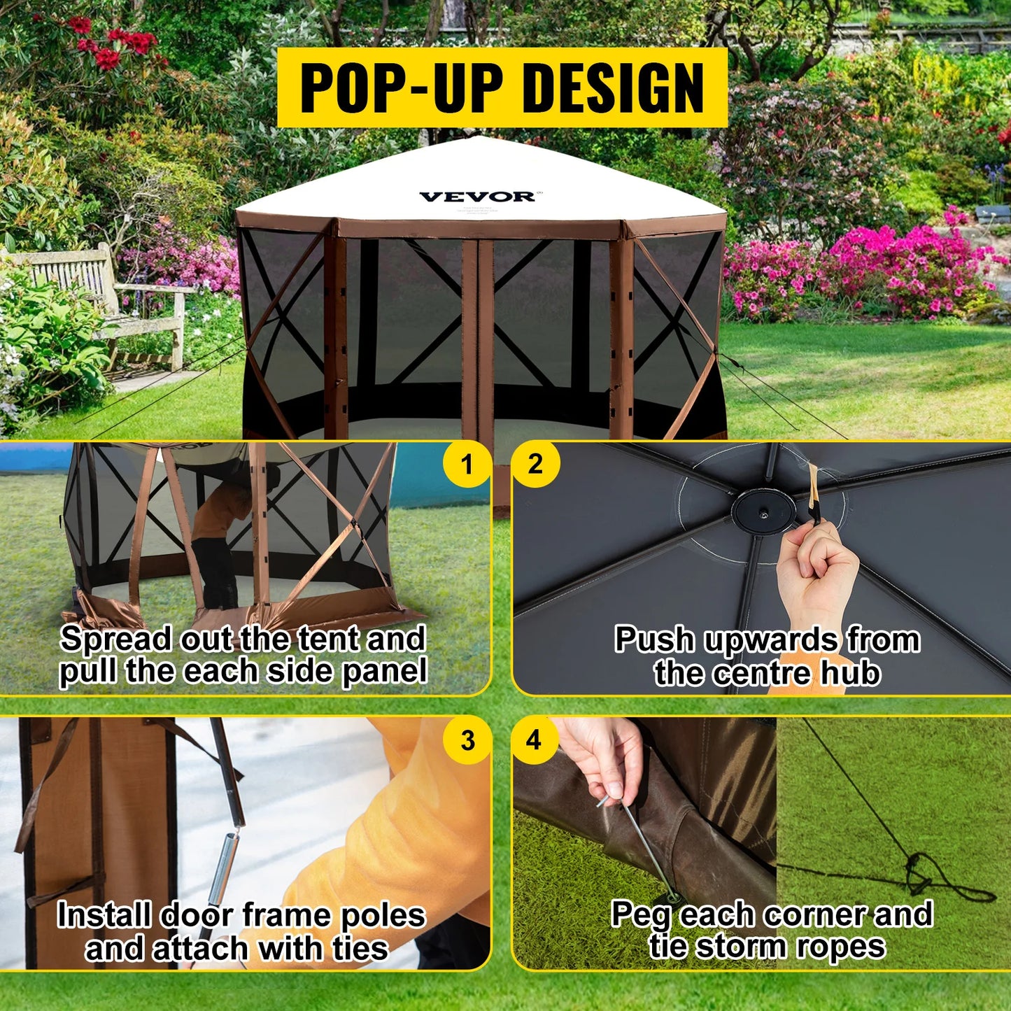 SucceBuy Popup Camping Gazebo Canopy Shelter Sun Shade