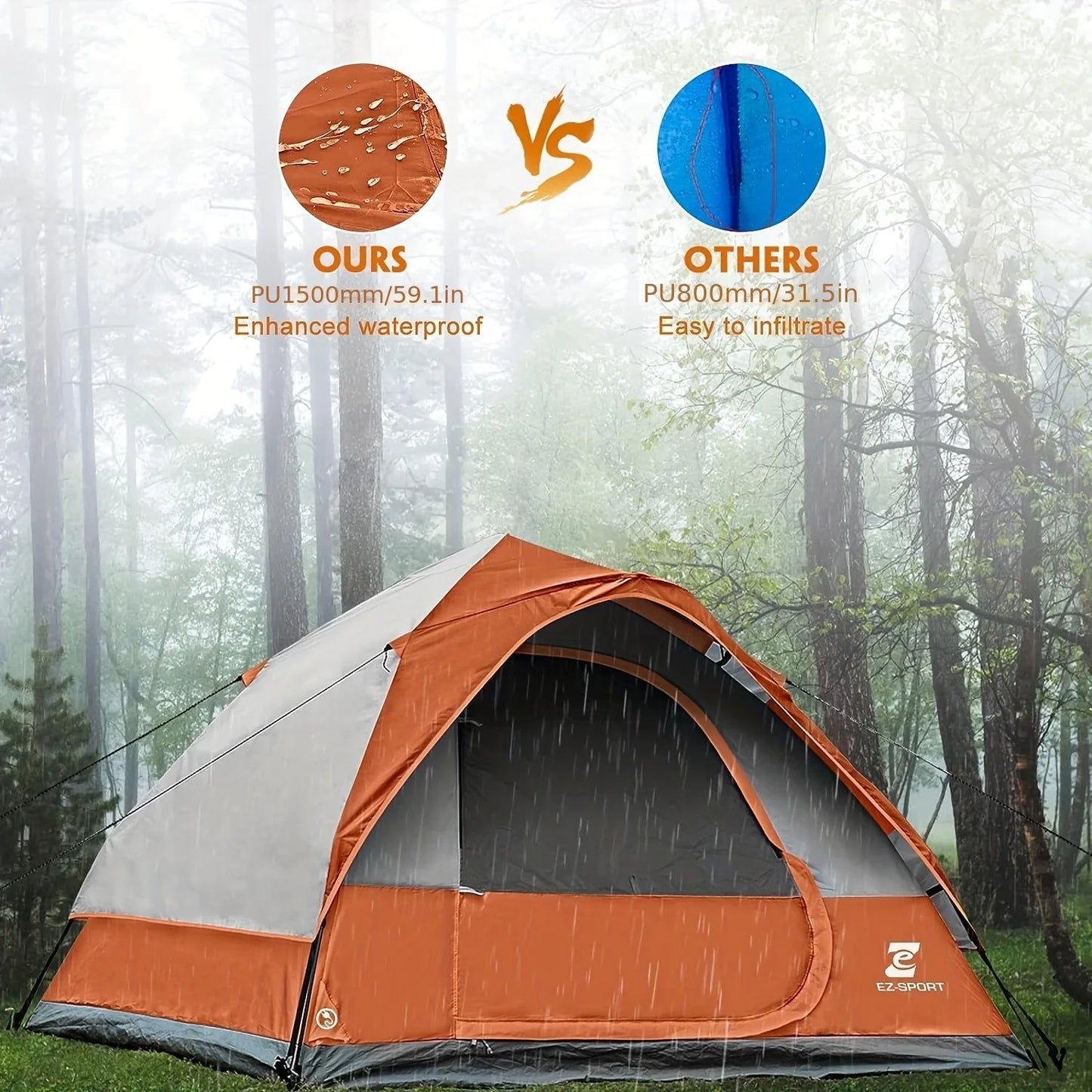 Unp Pop Up Camping Tent Instant Setup Rain Fly Waterproof