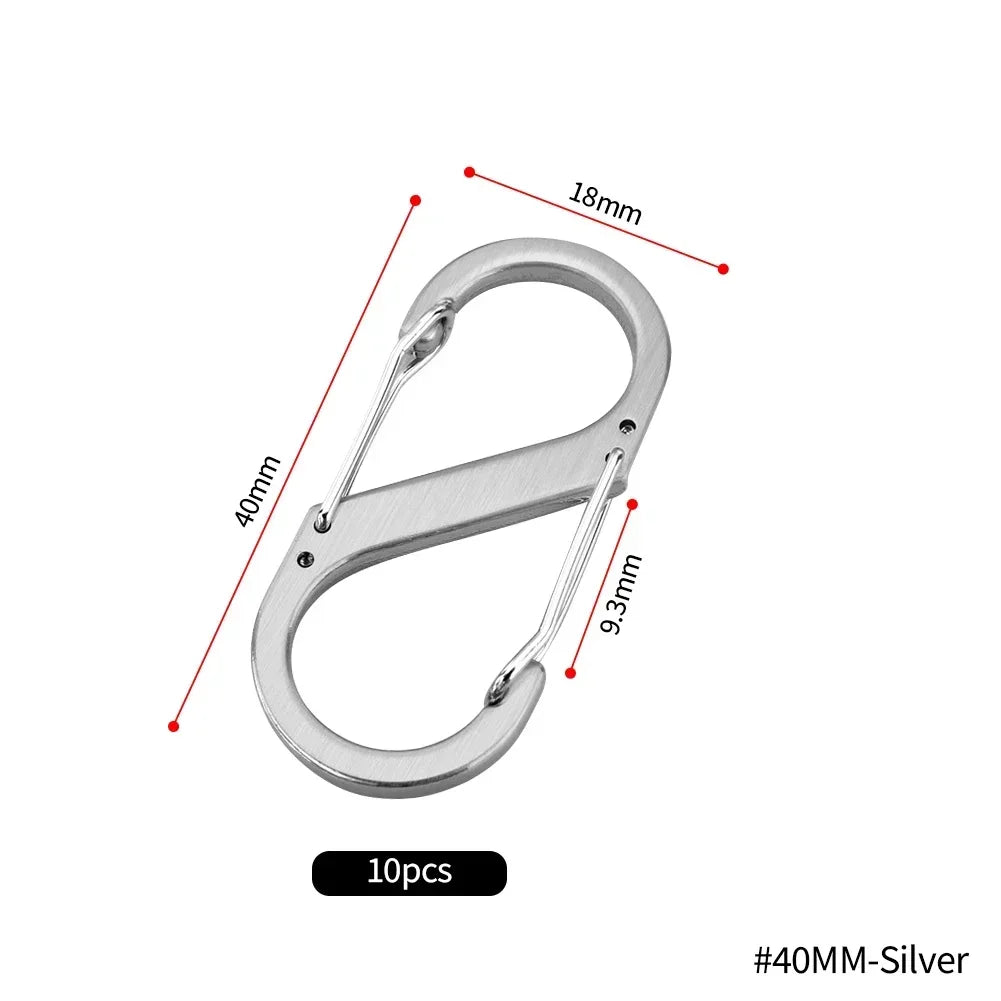 S Shaped Carabiner Set 6 Pack Metal Keychain Clips