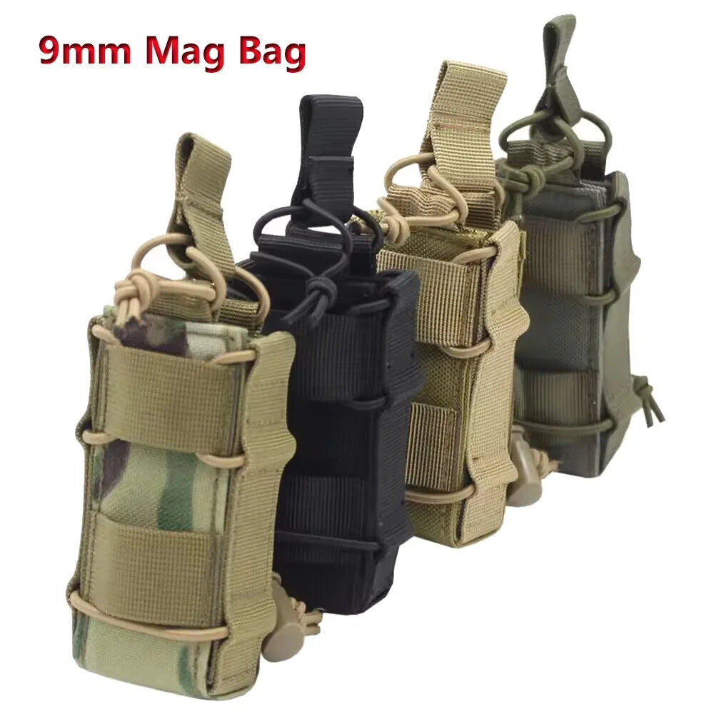9mm Magazine Pouch Molle Nylon Holster Pistol Flashlight Holder