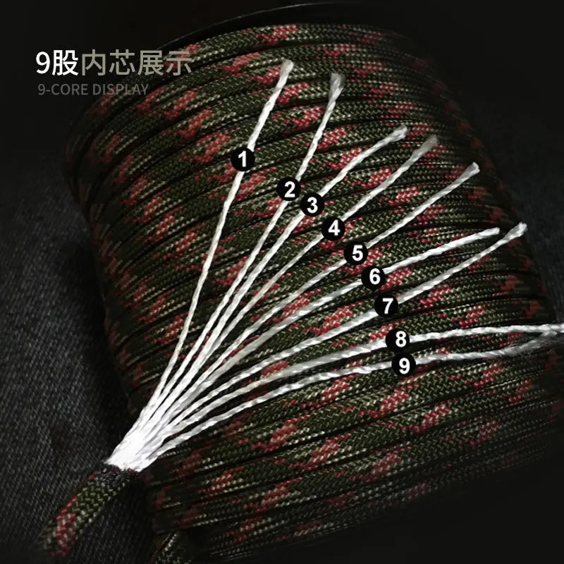 KOTUDENAVY 9 Core 4mm Paracord Rope For Outdoor Use