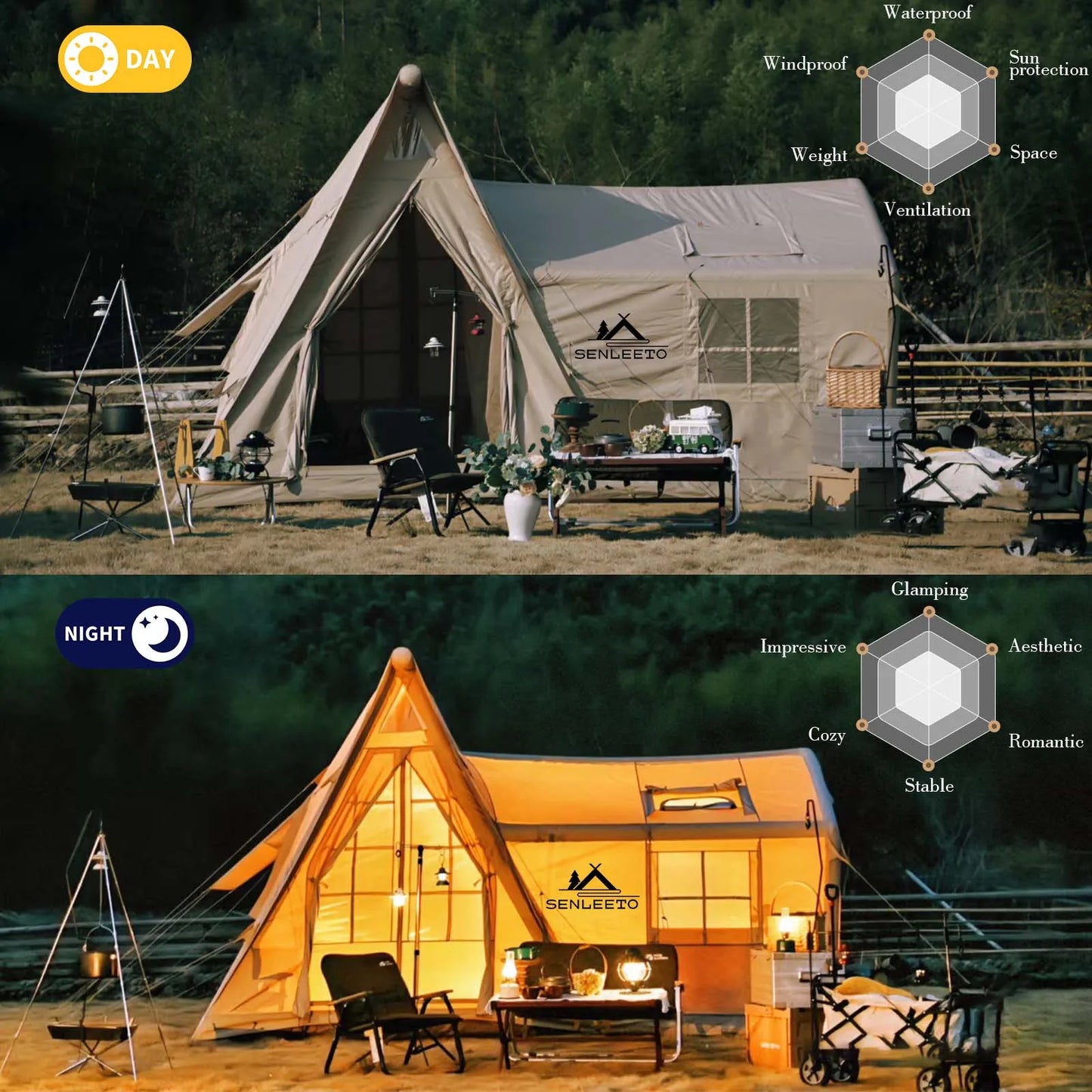 SENLEETO Inflatable Camping Tent With Instant Setup And Waterproof
