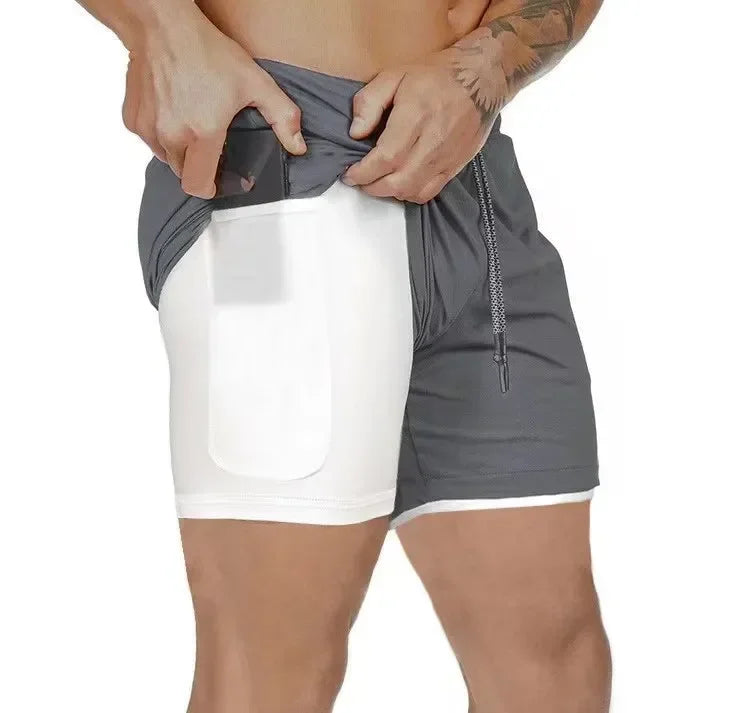 NONECN 2in1 Running Shorts For Men Quick Dry Gym Training