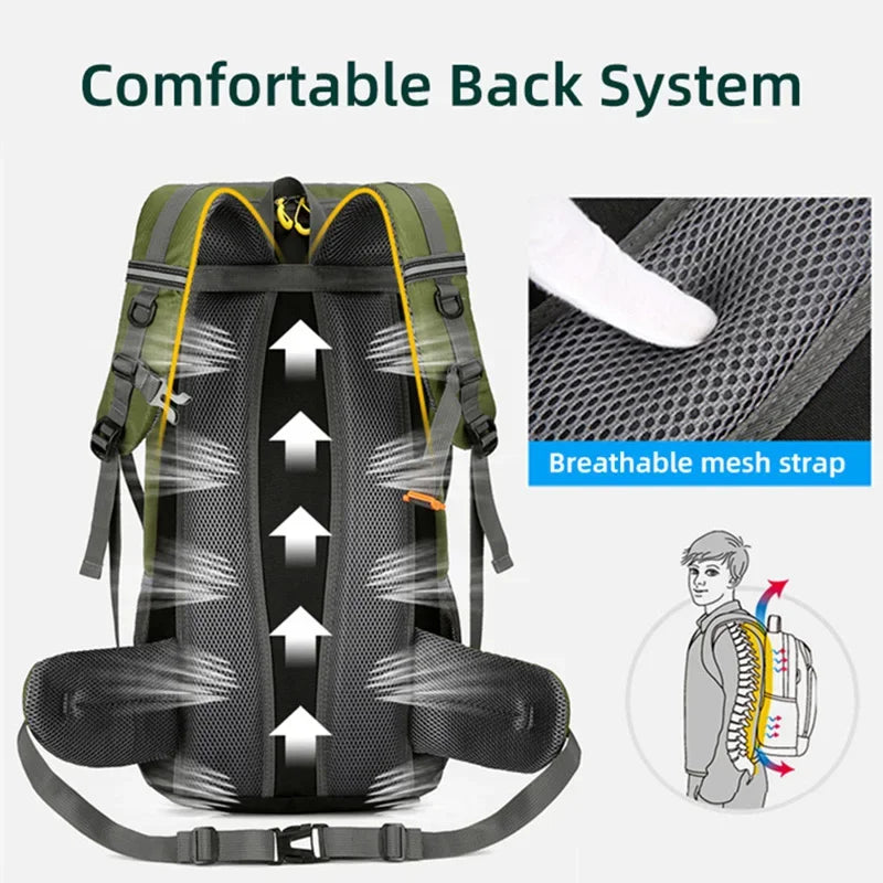 Scione Travel Backpack Waterproof Nylon Hiking Bag For Men
