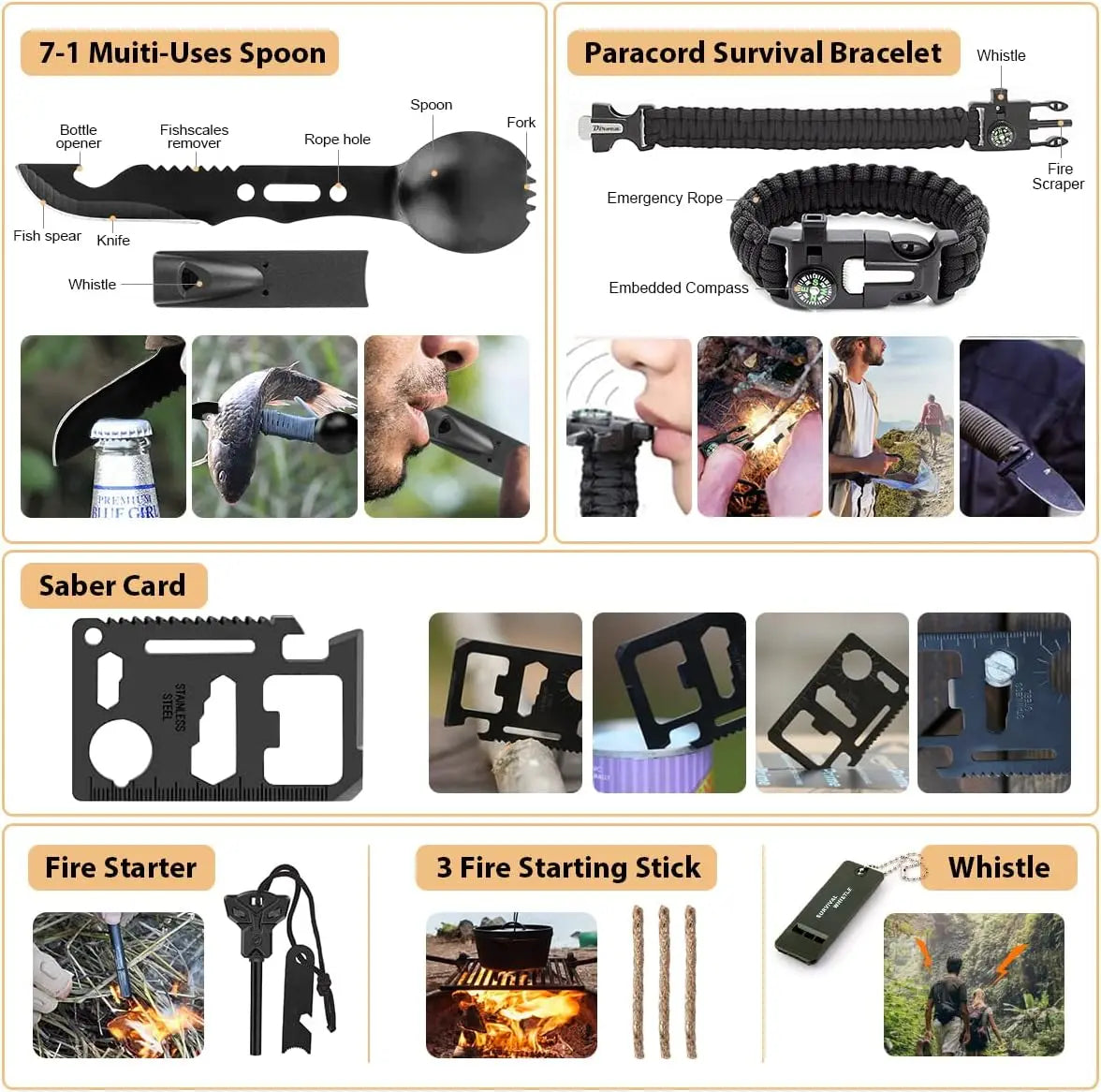 Emergency Survival Kit 250Pcs With First Aid Molle Bag Outdoor